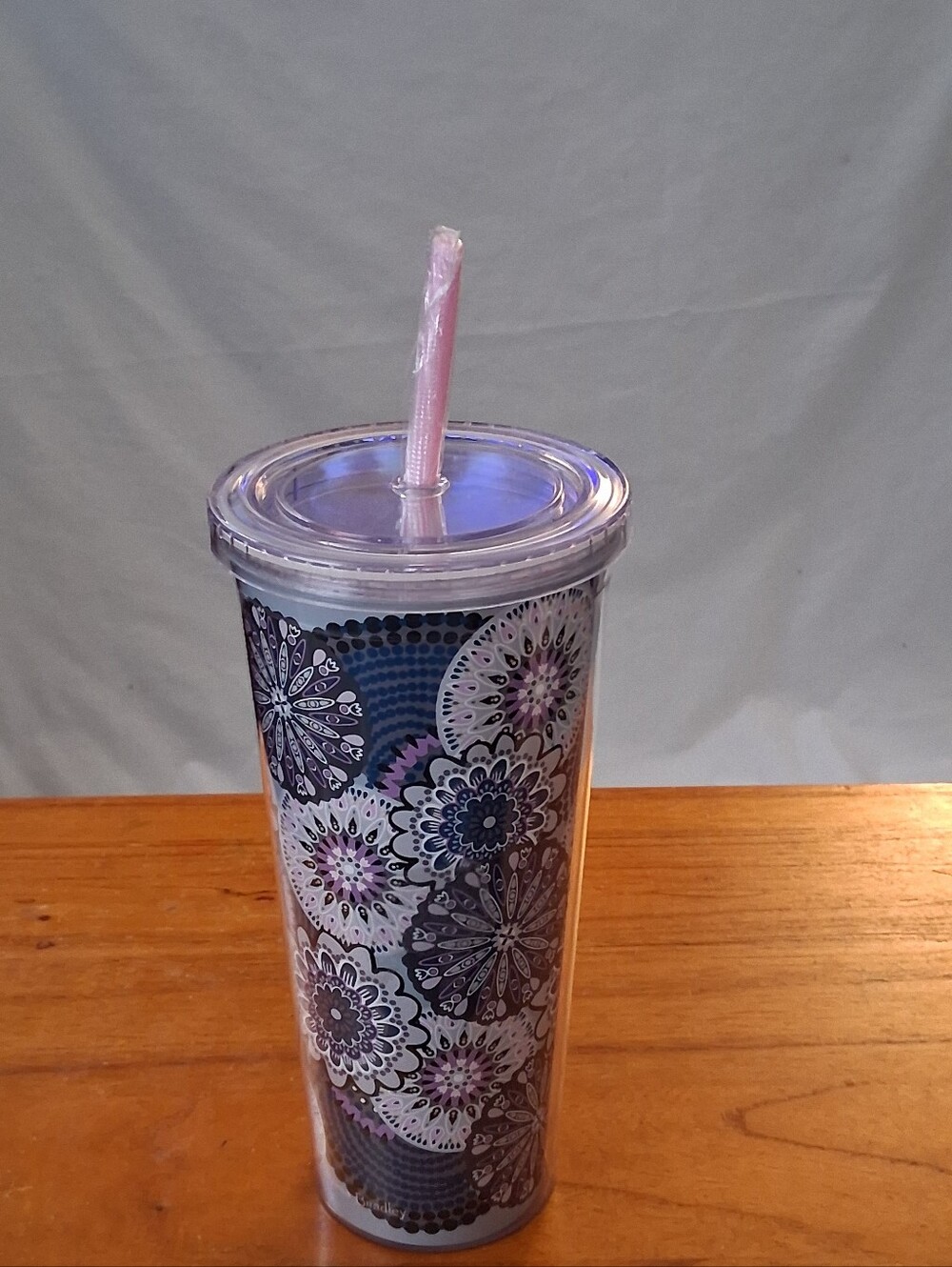 Vera Bradley "Mimosa Medallion" 24 oz Travel Tumbler W/Lid & Still Wrapped Straw
